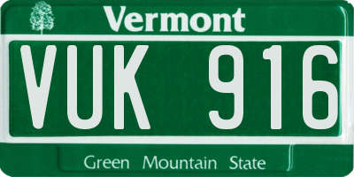 VT license plate VUK916