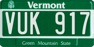 VT license plate VUK917