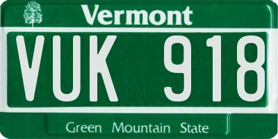 VT license plate VUK918