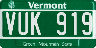 VT license plate VUK919
