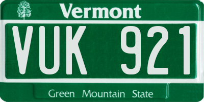 VT license plate VUK921