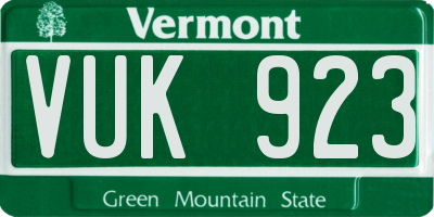 VT license plate VUK923