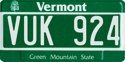 VT license plate VUK924