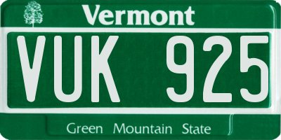 VT license plate VUK925