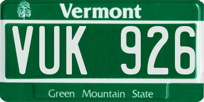 VT license plate VUK926