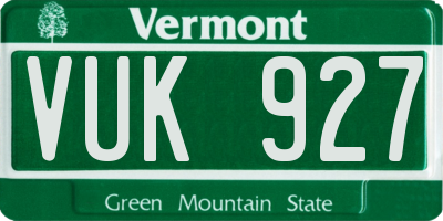 VT license plate VUK927