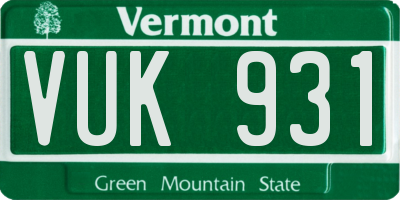 VT license plate VUK931
