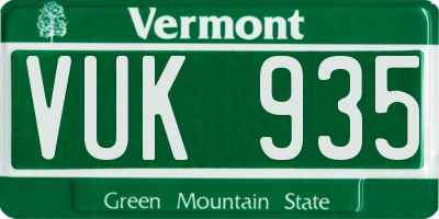 VT license plate VUK935