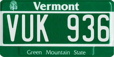 VT license plate VUK936