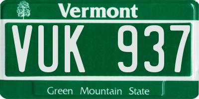 VT license plate VUK937