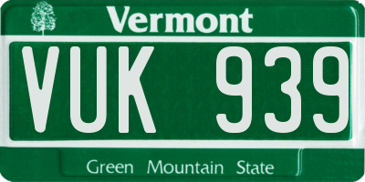 VT license plate VUK939