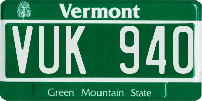 VT license plate VUK940