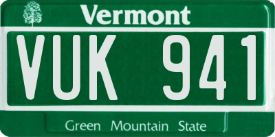VT license plate VUK941