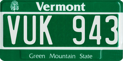 VT license plate VUK943