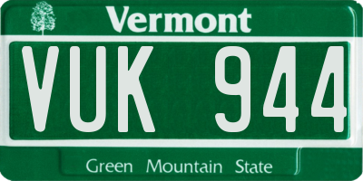 VT license plate VUK944