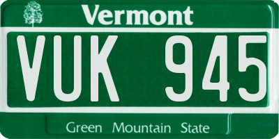 VT license plate VUK945