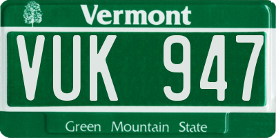 VT license plate VUK947