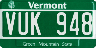 VT license plate VUK948
