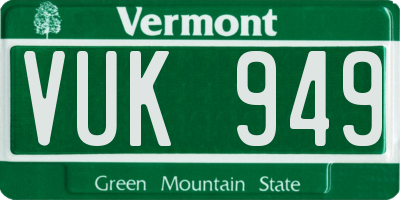 VT license plate VUK949
