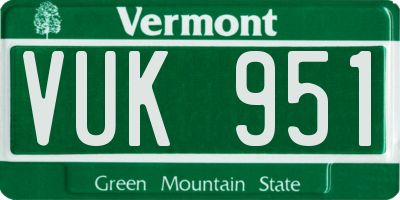 VT license plate VUK951