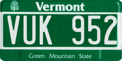 VT license plate VUK952