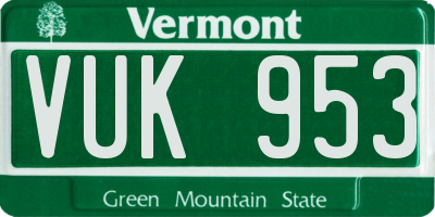 VT license plate VUK953