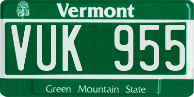 VT license plate VUK955