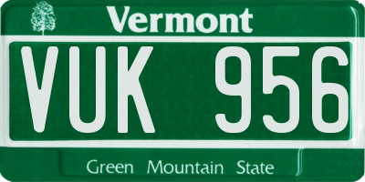 VT license plate VUK956