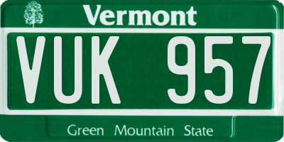 VT license plate VUK957
