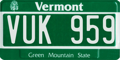 VT license plate VUK959