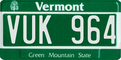 VT license plate VUK964