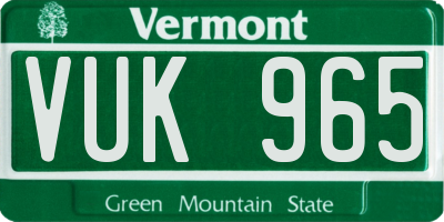 VT license plate VUK965