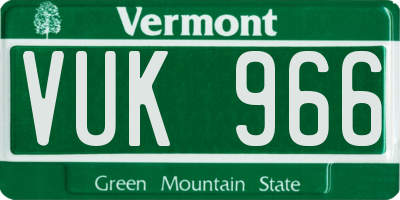 VT license plate VUK966
