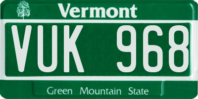VT license plate VUK968