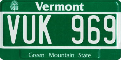 VT license plate VUK969