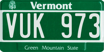 VT license plate VUK973