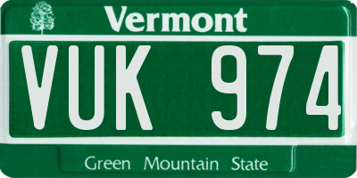 VT license plate VUK974
