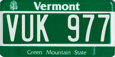 VT license plate VUK977