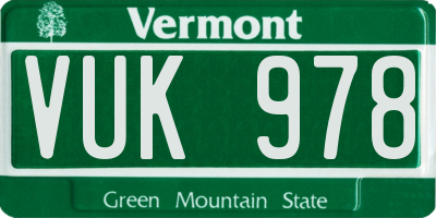 VT license plate VUK978