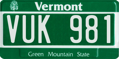 VT license plate VUK981
