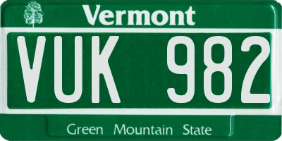 VT license plate VUK982