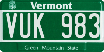 VT license plate VUK983
