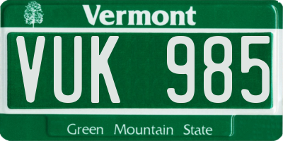 VT license plate VUK985