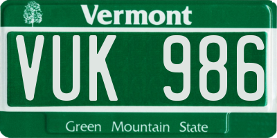VT license plate VUK986