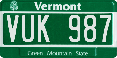 VT license plate VUK987