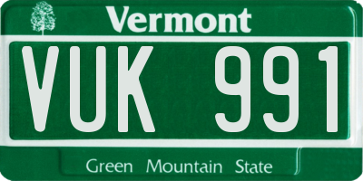 VT license plate VUK991