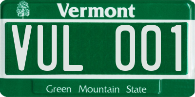 VT license plate VUL001
