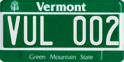 VT license plate VUL002
