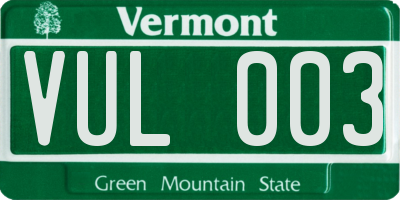 VT license plate VUL003
