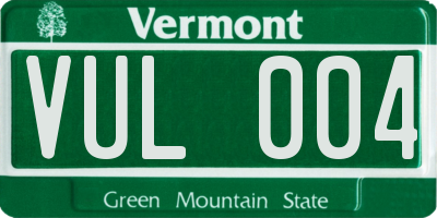 VT license plate VUL004